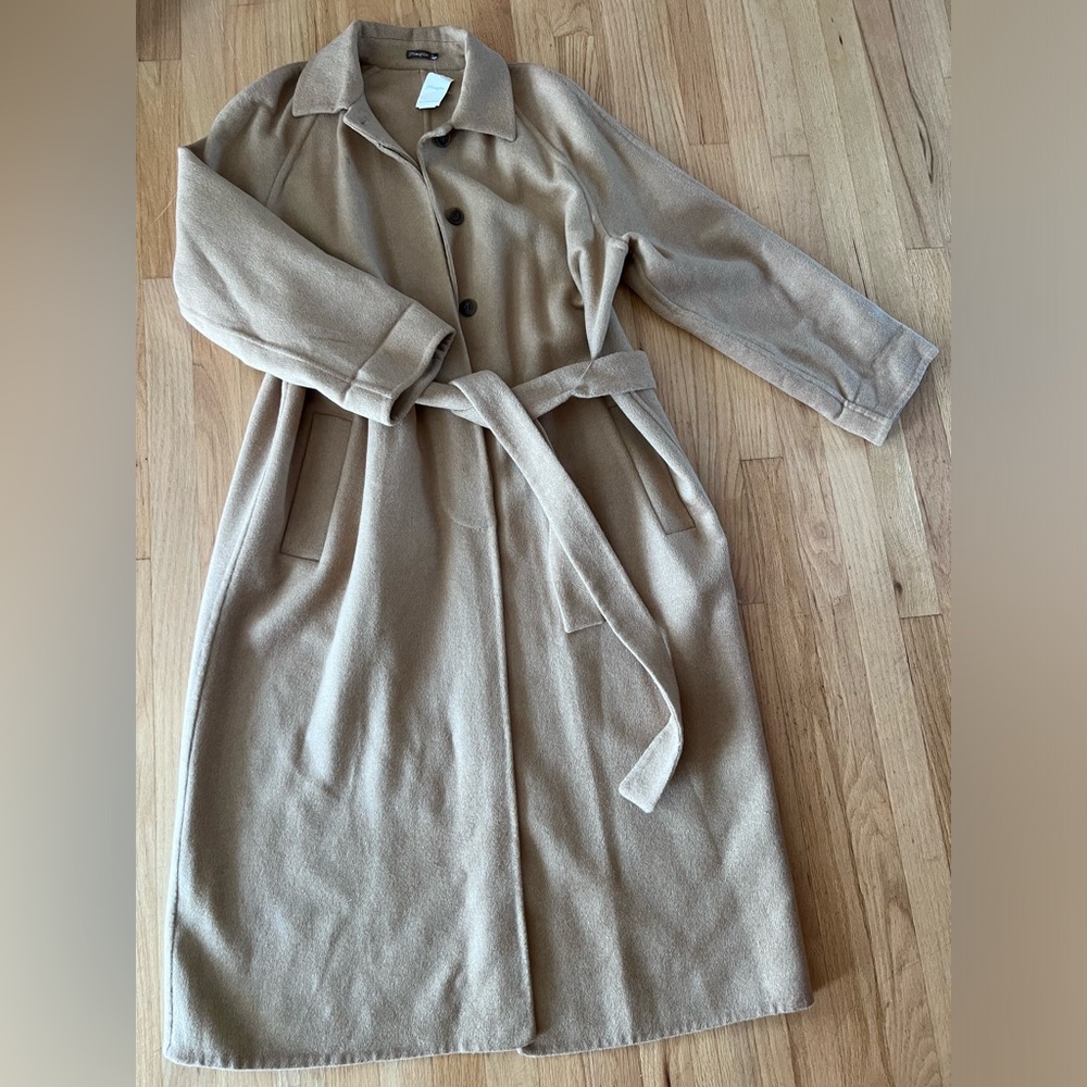 J. McLaughlin Tan Wool Overcoat / Trenchcoat